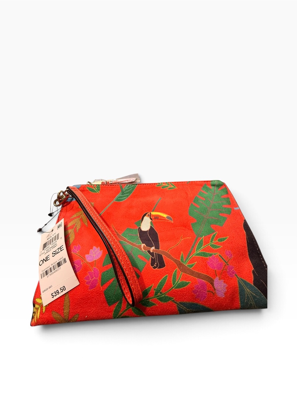 INC International Concepts Red Toucan Print Wristlet Clutch